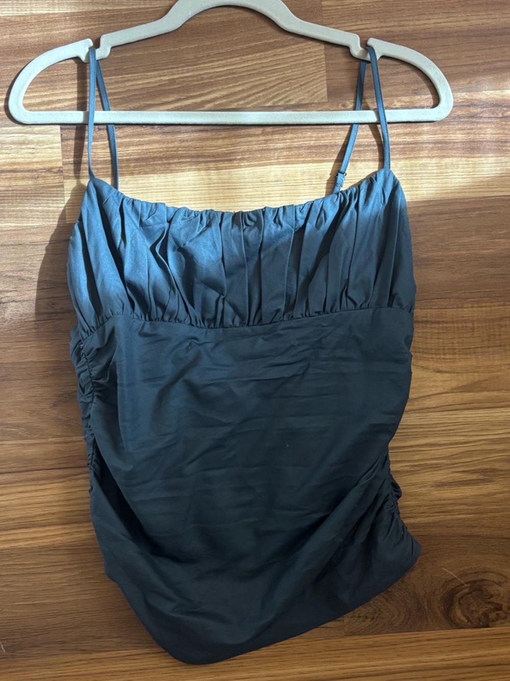 Reformation Ruched Spaghetti Strap Tank Top - Slate Blue